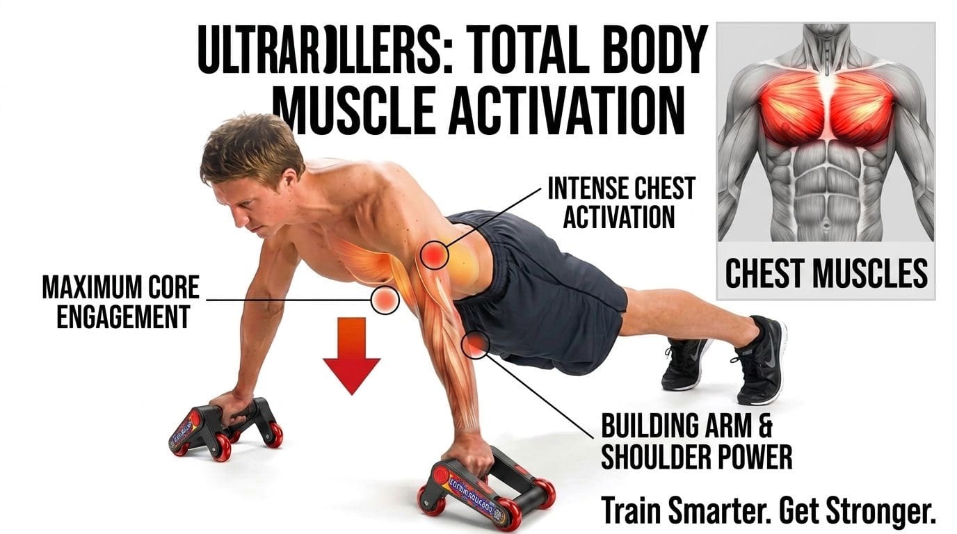 Man performing push-up using roller handles