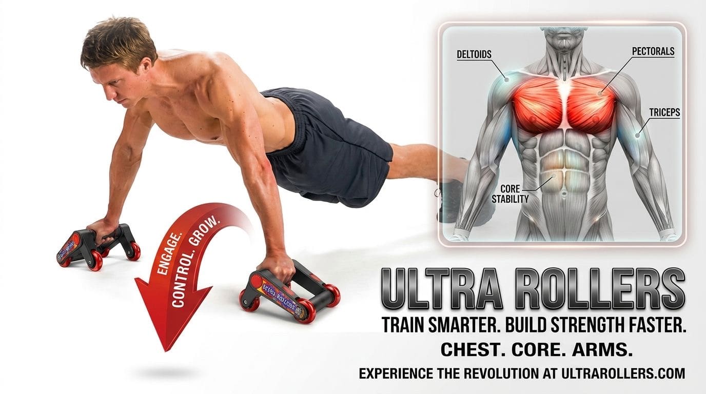 Person doing push-up with roller handles