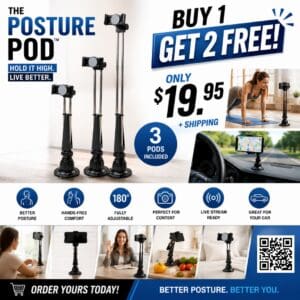 Posture Pod adjustable phone holder advertisement